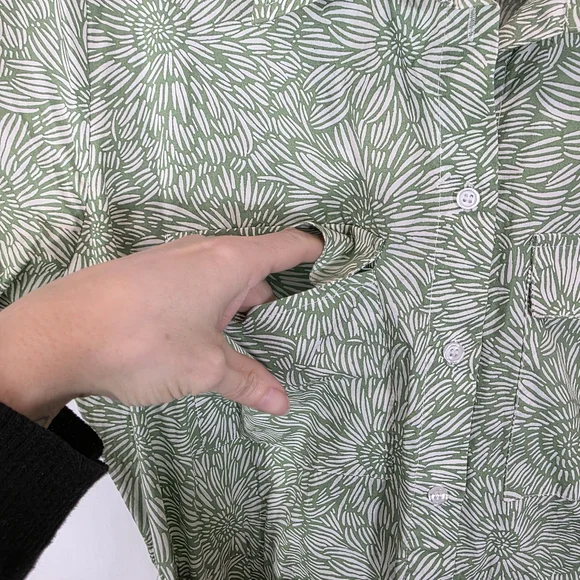 Amanda Uprichard Green & White Floral Belted Mini Shirt Dress - Size L - Picture 6 of 16